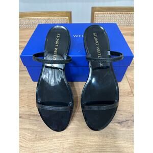 Stuart Weitzman Sawyer Slide Black Semi Shine Rubber 10 NIB Minimalist Vacation